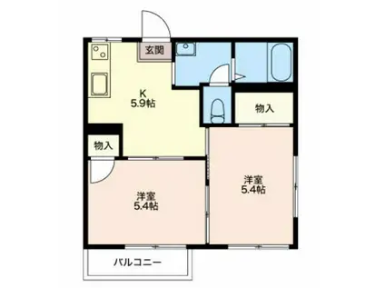 フレグランス久保(2K/2階)の間取り写真