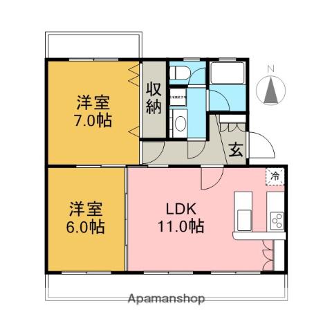ラ カシタ グリス 3(2LDK/2階)の間取り写真