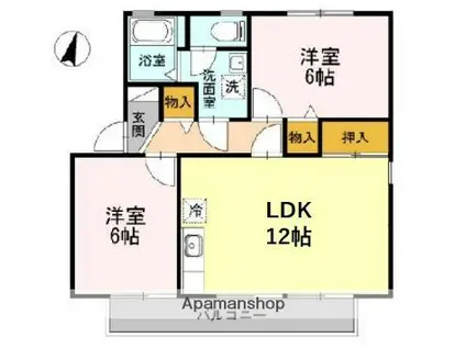 メゾンクレール(2LDK/2階)の間取り写真