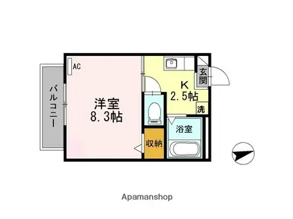 アビテMB(1K/2階)の間取り写真