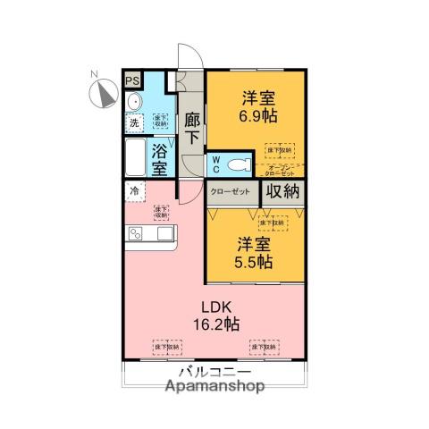 ルネス西武 2(2LDK/3階)の間取り写真