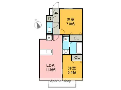 ミラ モンテⅠ(2LDK/1階)の間取り写真