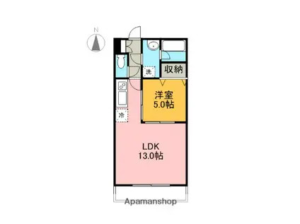 プルメリア(1LDK/1階)の間取り写真
