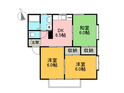 メゾニティ殿岡B(3DK/1階)の間取り写真
