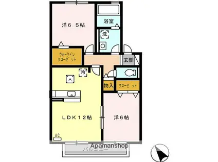 コーポラスⅡ(2LDK/2階)の間取り写真