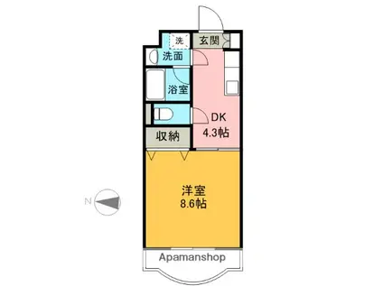 シンフォニー(1DK/2階)の間取り写真