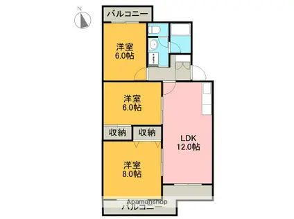 グレイス参番館(3LDK/2階)の間取り写真