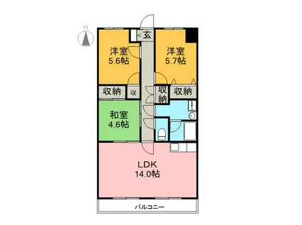 ヴィラハピネス(3LDK/3階)の間取り写真