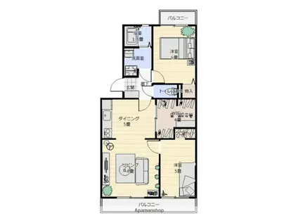 KANDAスリーナイン(2LDK/3階)の間取り写真