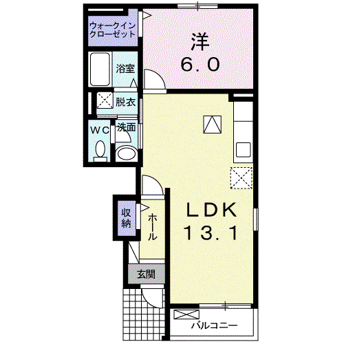 クラーヴォⅠ(1LDK/1階)の間取り写真