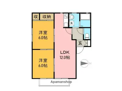 ビューテラスミサワA(2LDK/2階)の間取り写真