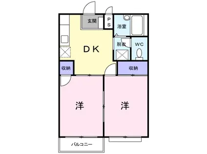 エルディム大塚(2DK/2階)の間取り写真