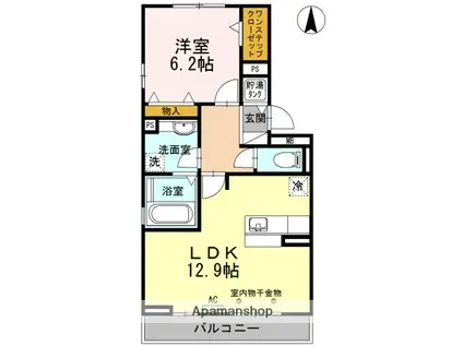 グランデタカオカ(1LDK/2階)の間取り写真