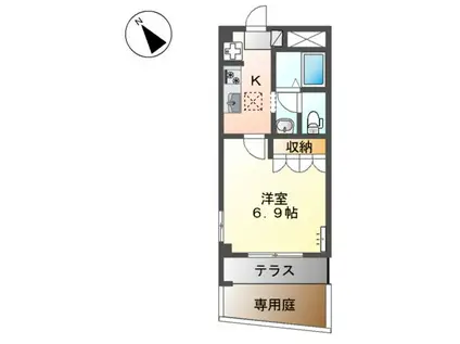 プランドール・モコ(1K/1階)の間取り写真