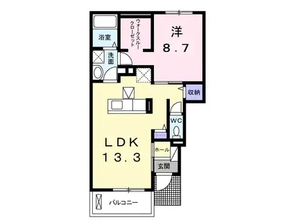 シエルⅡ(1LDK/1階)の間取り写真