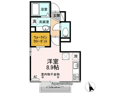 メルベーユ・S(ワンルーム/1階)の間取り写真