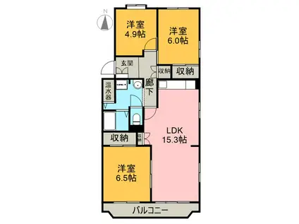 サンポリス(3LDK/2階)の間取り写真