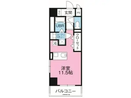 MONDO FUJIⅢ(ワンルーム/2階)の間取り写真