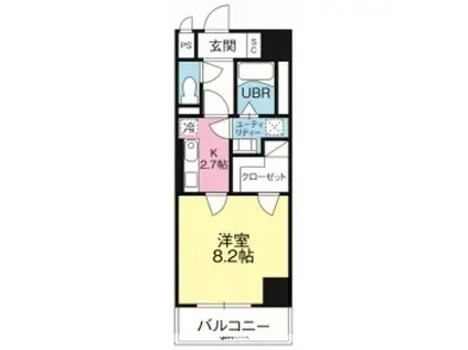 MONDO FUJIⅢ(1K/6階)の間取り写真