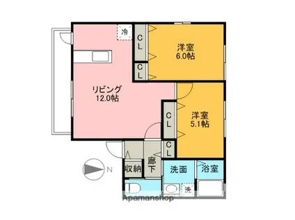 TAMTAM HEIM(2LDK/1階)の間取り写真