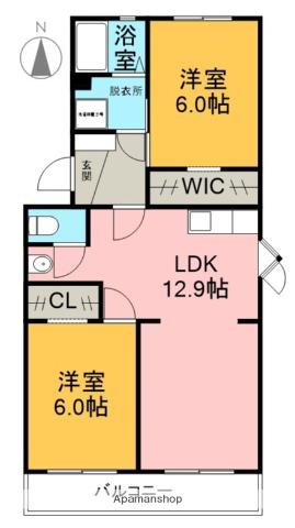 メゾンハート平垣(2LDK/4階)の間取り写真