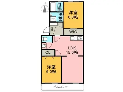 メゾンハート平垣(2LDK/2階)の間取り写真