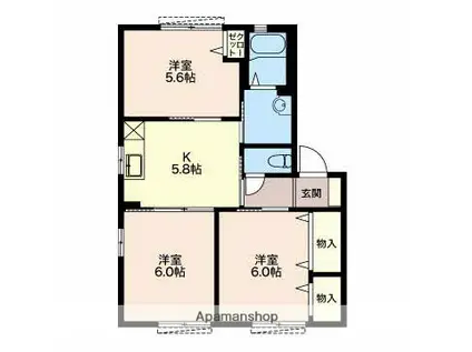 グリーンヒル今泉C(3DK/1階)の間取り写真