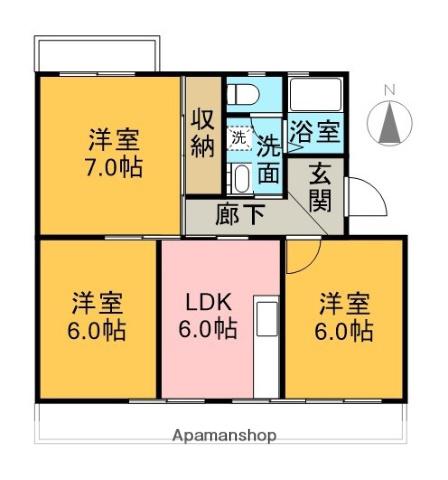 コーポラス神山(3DK/1階)の間取り写真