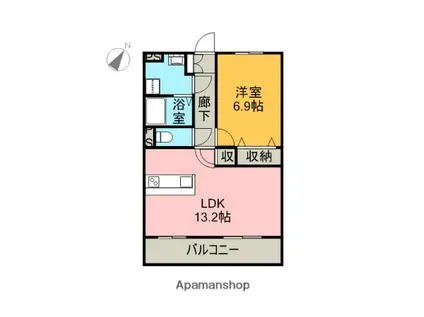 CASAFLORES(1LDK/1階)の間取り写真