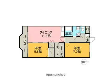 サニーヒルⅡ(2SLDK/3階)の間取り写真