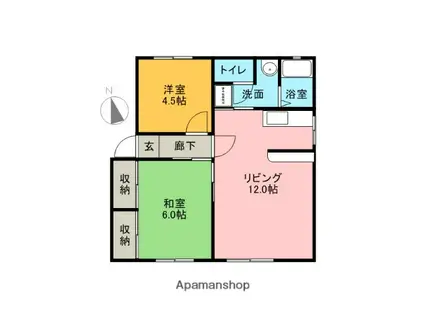 ソファレ土屋A(2LDK/1階)の間取り写真