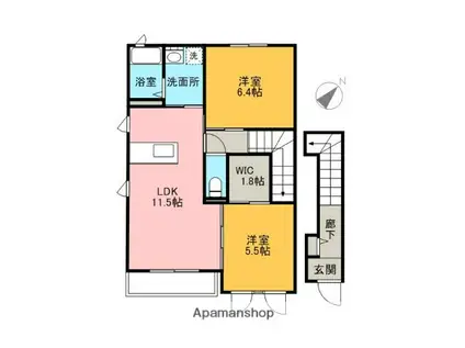 グランドソレーユA(2LDK/2階)の間取り写真