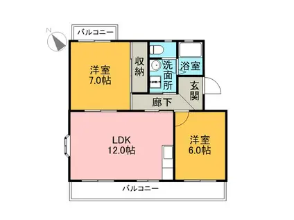 モイスンフジ(2LDK/2階)の間取り写真