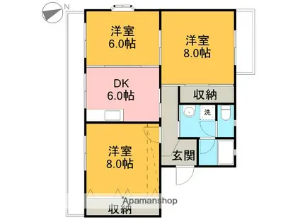 スカイヒル21 1(3DK/2階)の間取り写真