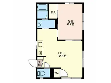 フレグランスかつまた B(1LDK/1階)の間取り写真