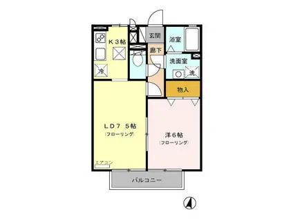 サニーコート(1LDK/1階)の間取り写真