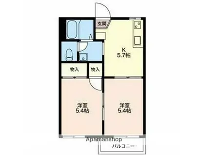 KMハイツB(2K/1階)の間取り写真