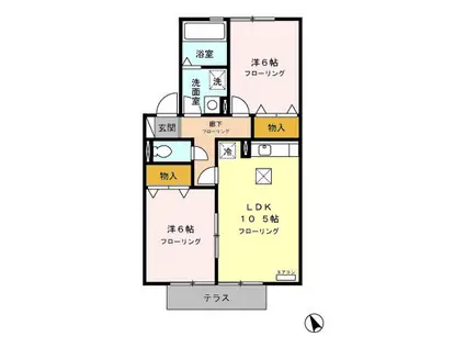 ソシア宮島(2LDK/1階)の間取り写真