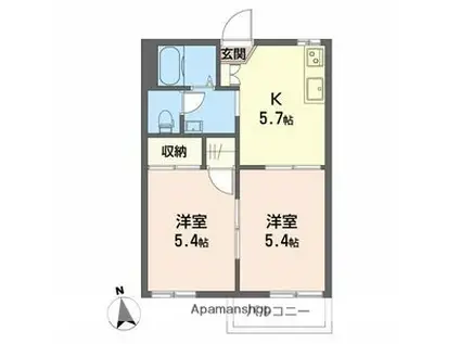 セントビレッジD(2K/2階)の間取り写真