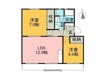 シティーリバー2(2LDK/3階)の間取り写真