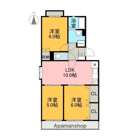 KANDAスリーナイン(3LDK/3階)の間取り写真
