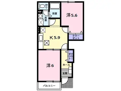 ボニータテラ(2DK/1階)の間取り写真