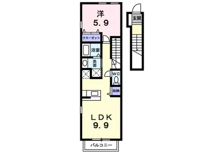 プリームラ(1LDK/2階)の間取り写真