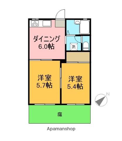サニーコート舞々木C(2DK/1階)の間取り写真