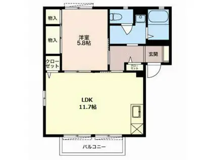 ファミール A(1LDK/2階)の間取り写真