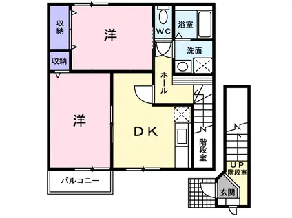 クレストールエム(2DK/2階)の間取り写真