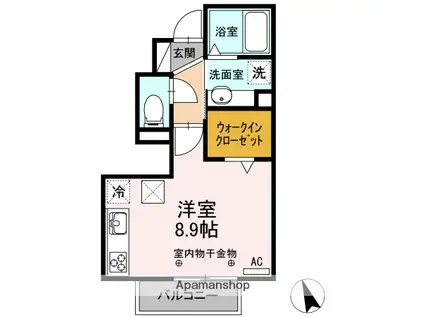 メルベーユ・S(ワンルーム/1階)の間取り写真