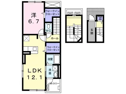 グレイス松富Ⅲ(1LDK/3階)の間取り写真
