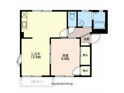 LIBERTY IWAMOTO B(1LDK/1階)の間取り写真