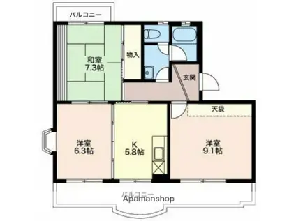 コーポラス時田 AB(3K/1階)の間取り写真